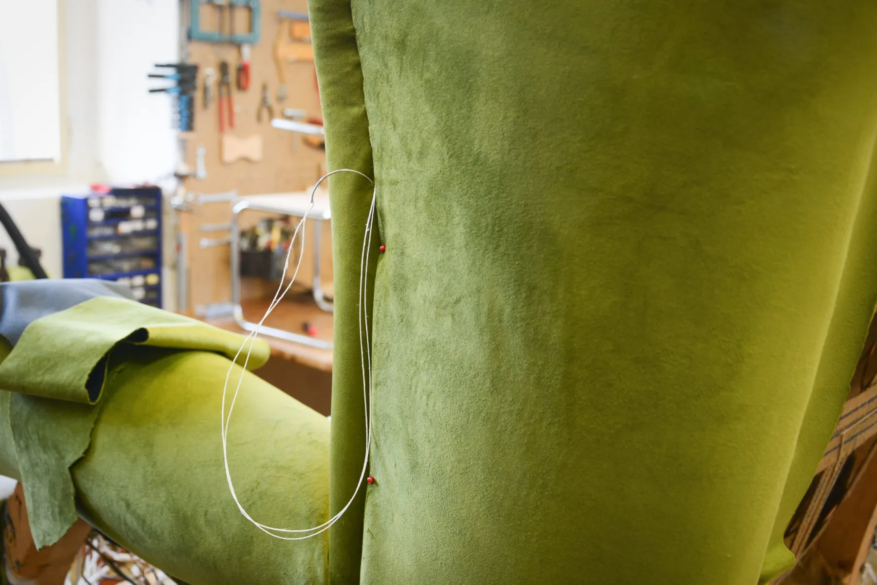 Leather upholstered furniture detail