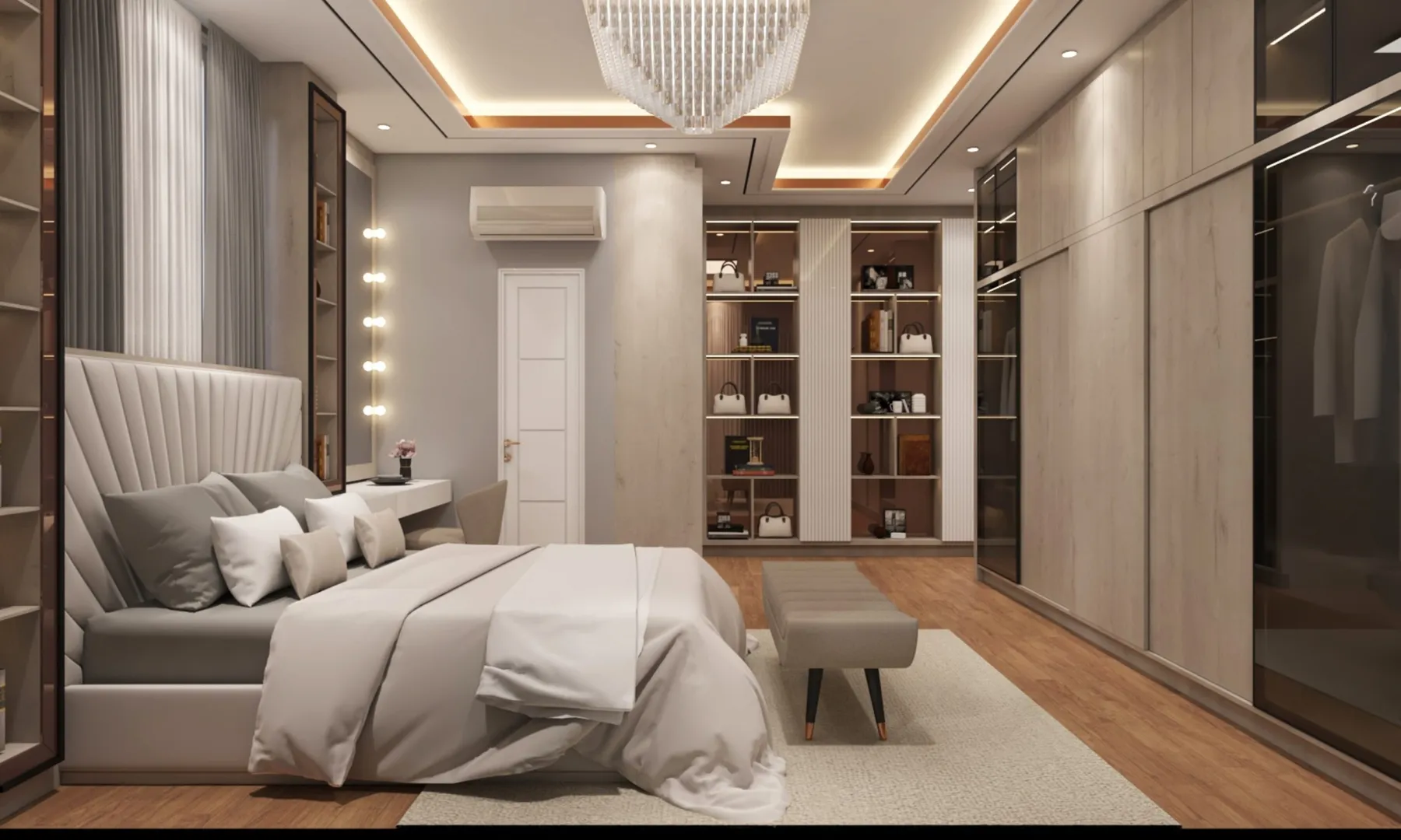 3D interior render of a Dubai villa living room