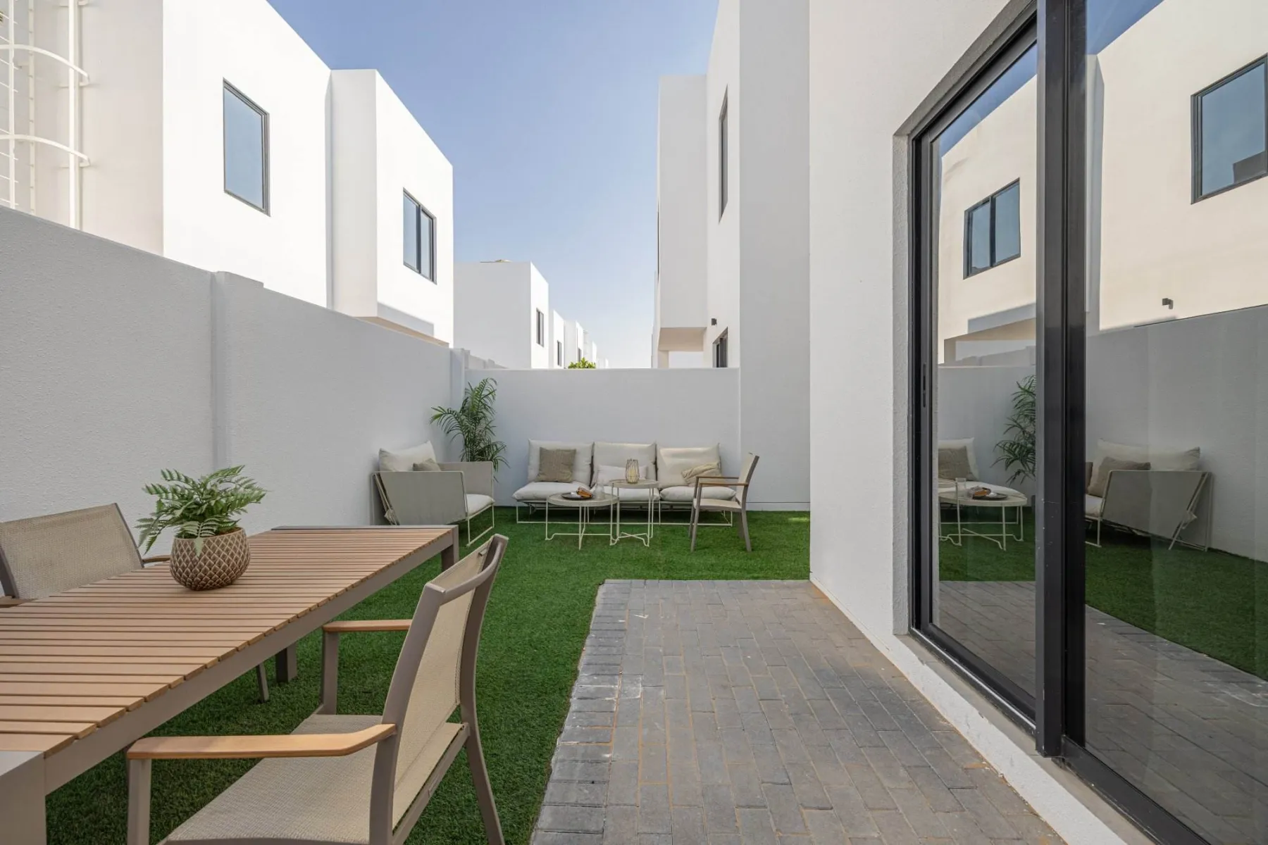Hardwood decking laid at a Dubai villa