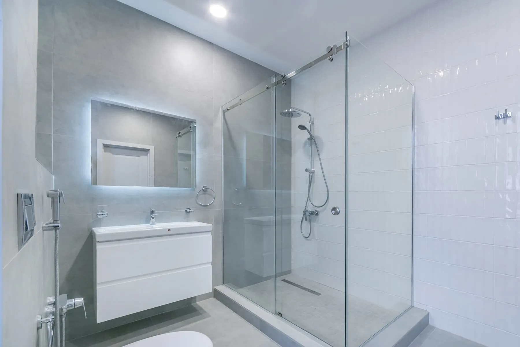 Shower installation completed in a Dubai bathroom
