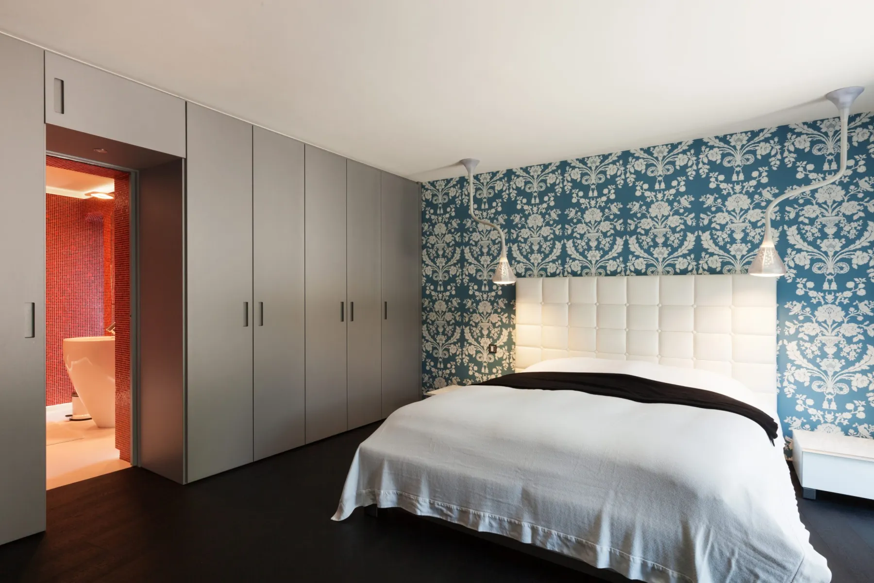 Full-width wardrobe run with matching finish