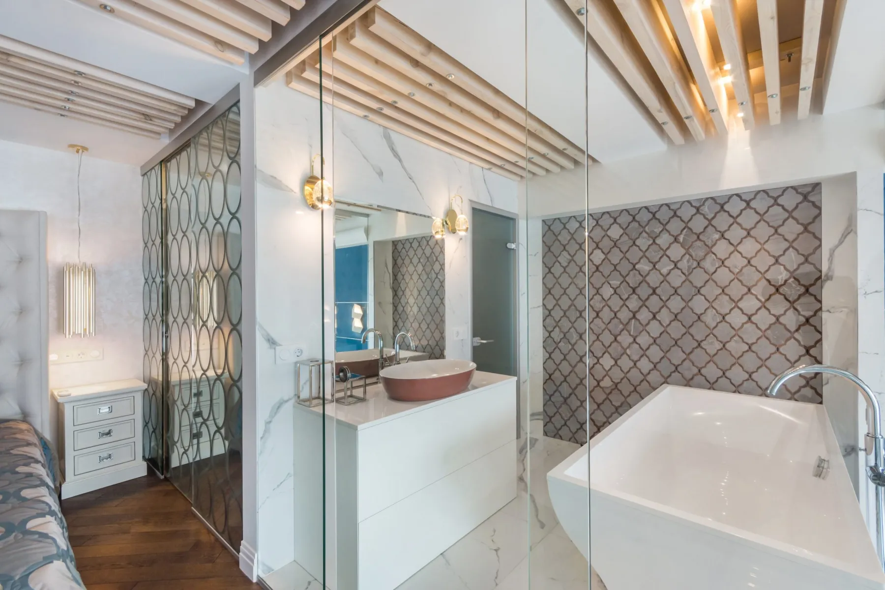 Checking a bathroom opening before glass installation