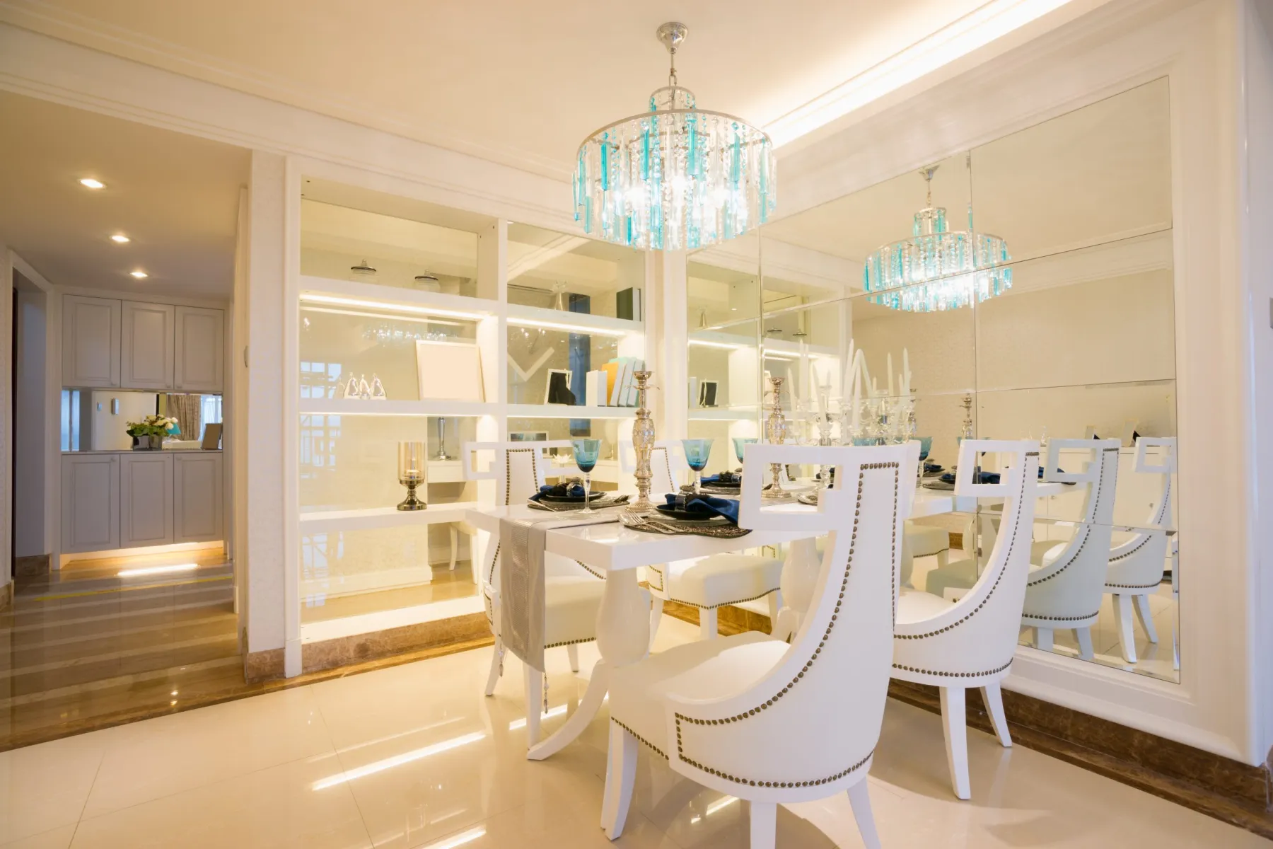 Backlit mirror installation in a Dubai bathroom