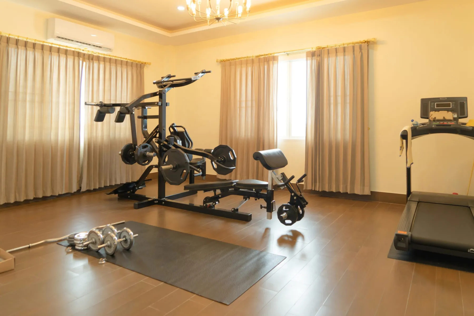 Gym flooring works over a levelled base