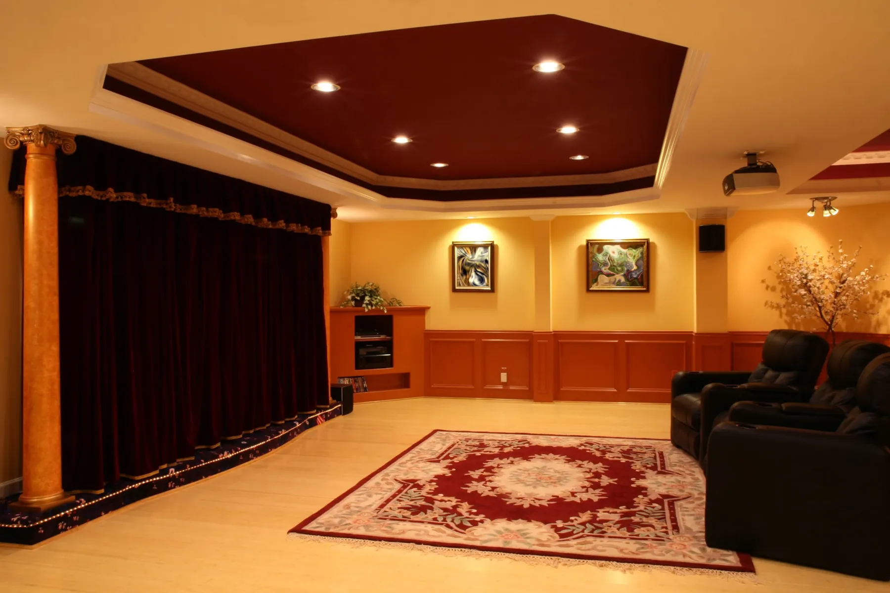 Ceiling and lighting first fix in a Dubai living room