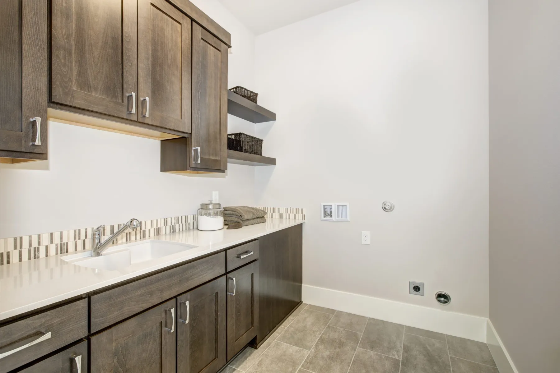 Laundry room walls painted in a moisture-resistant system
