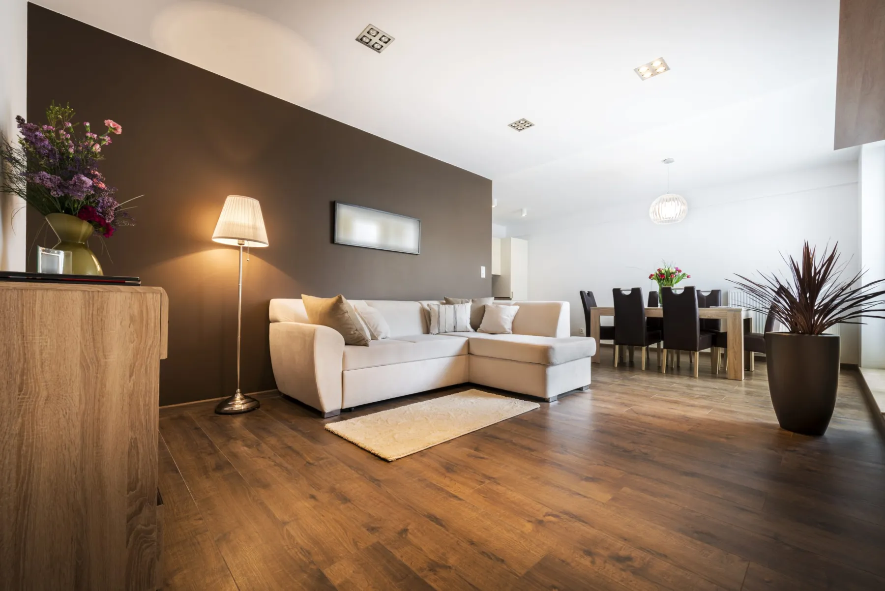 Parquet flooring installed in a Dubai living room by Abdulla Carpentry EST