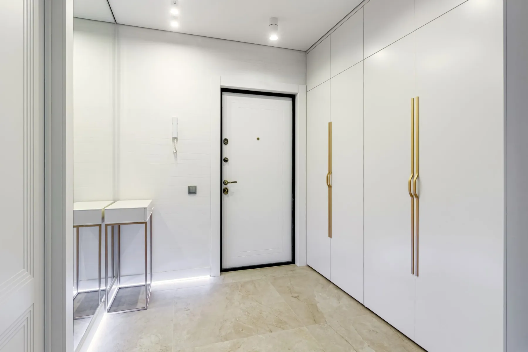 Full-height entryway storage wardrobes