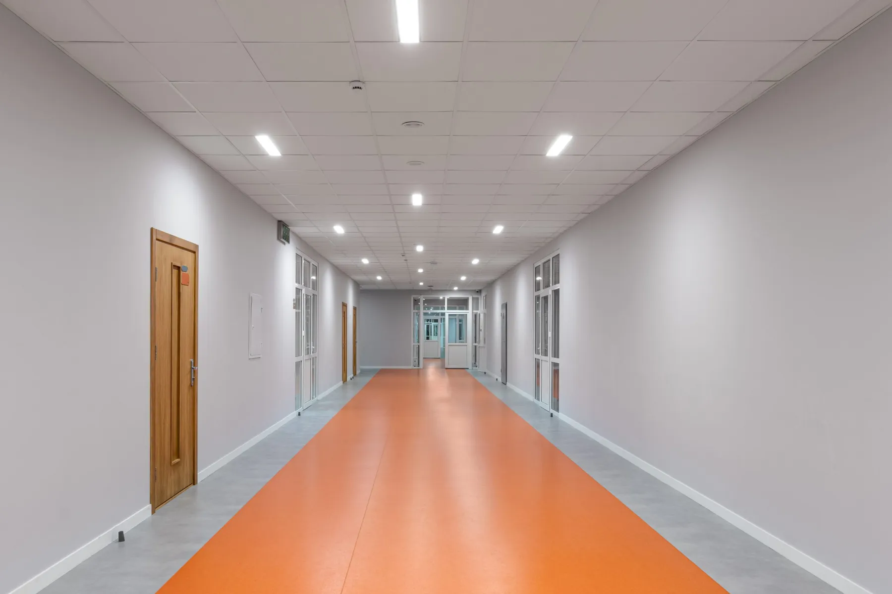 Corridor ceiling and flooring works completed for a Dubai school