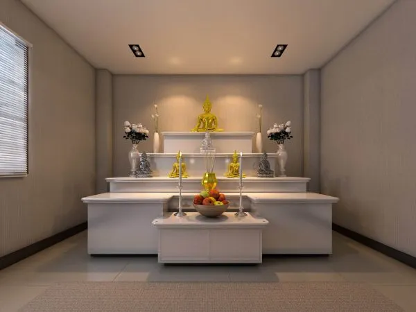 Panelled qibla wall with concealed lighting