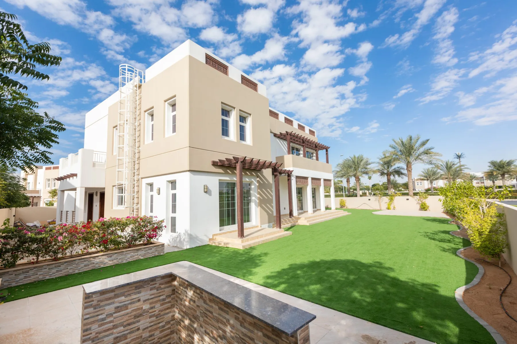 Landscaped garden and terrace at a Dubai villa