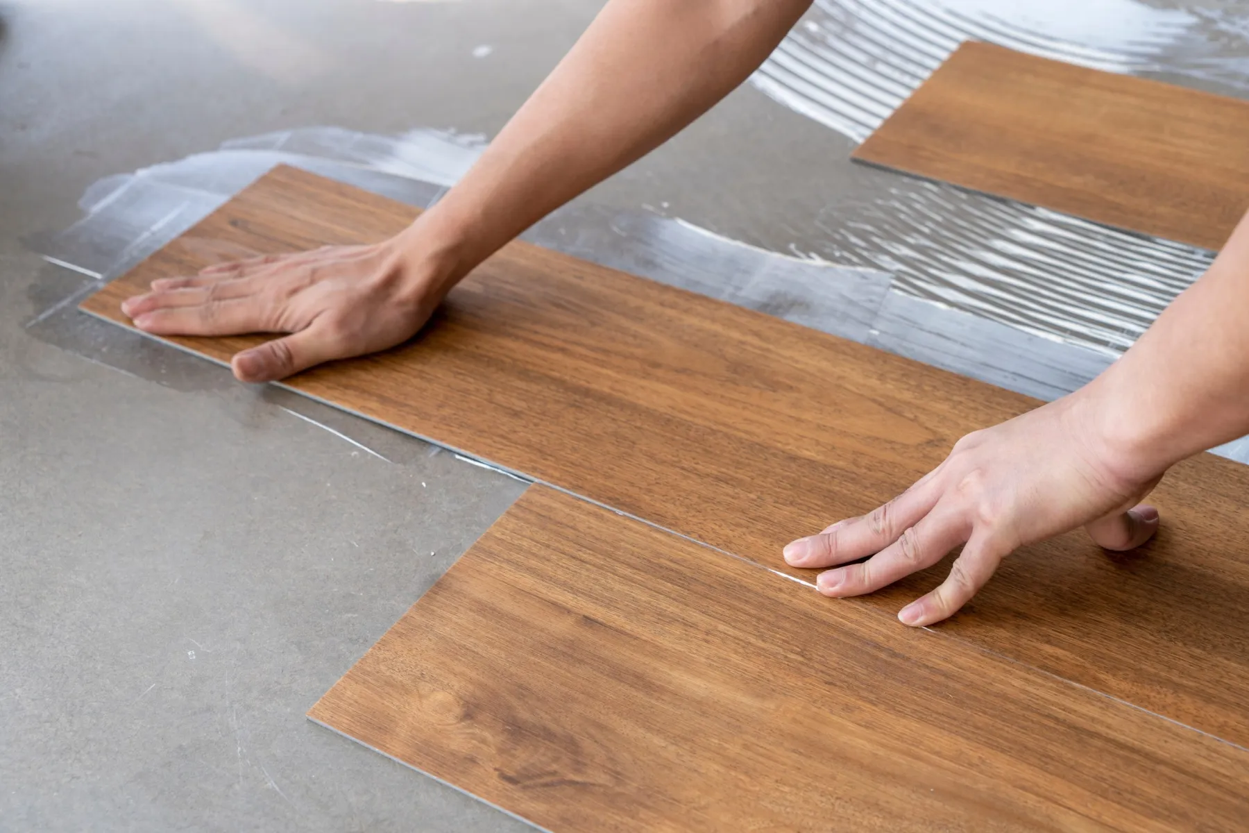 Vinyl flooring laid over a prepared substrate