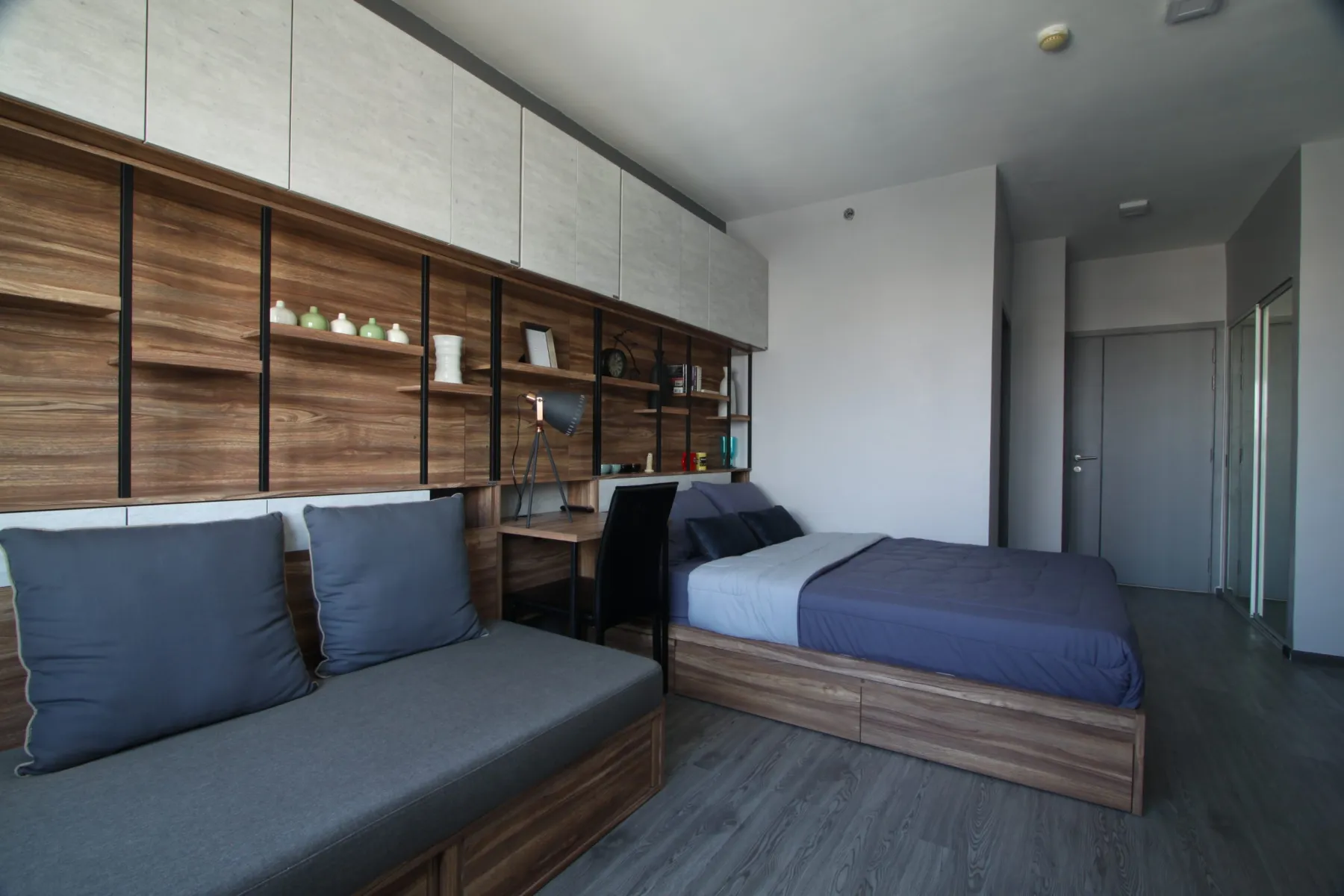 Panelled living room wall in a Dubai home