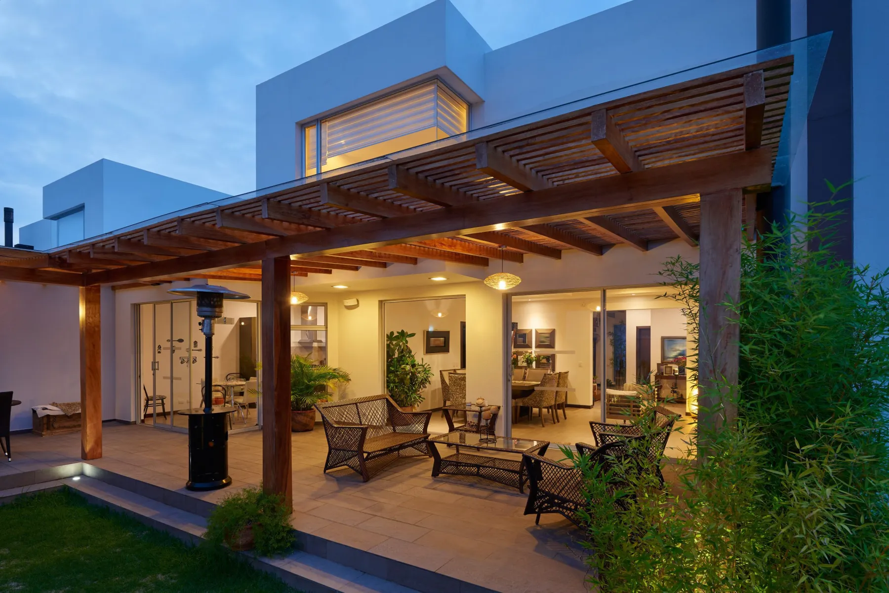 Pergola and shaded seating area in a Dubai garden