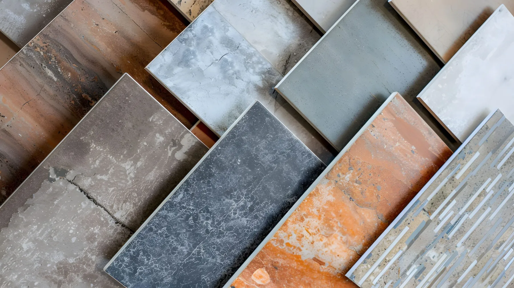 Tile and stone samples for a Dubai project