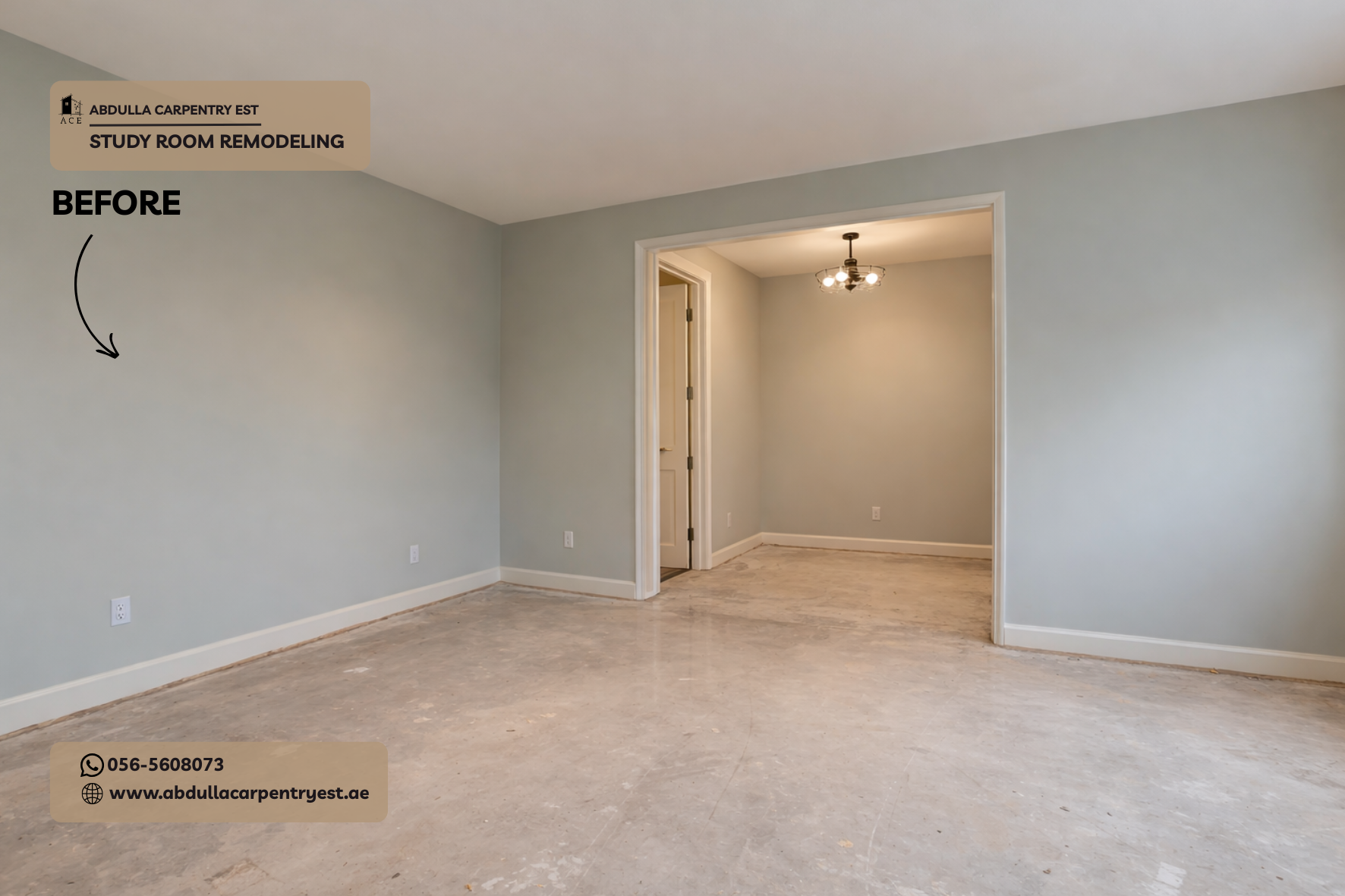 affordable study room renovation in victory heights - Dubai (before renovation)