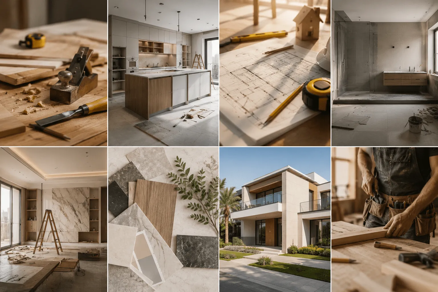 Blockwork walls under construction in a Dubai villa